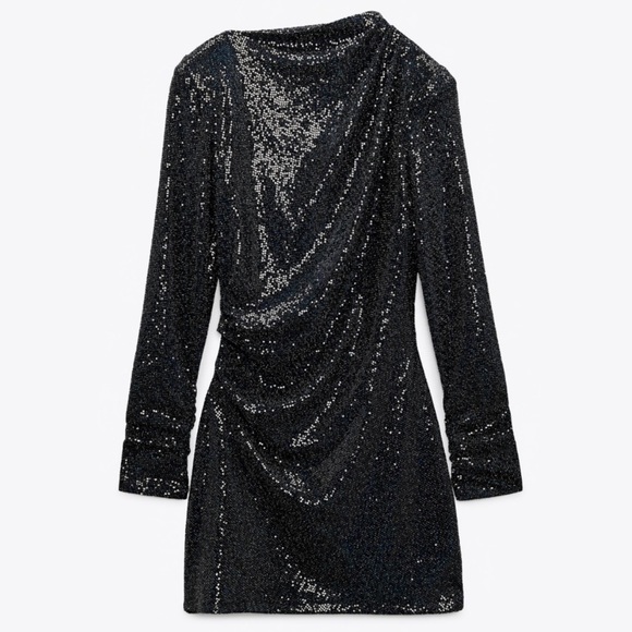 Zara charcoal black sequin mini dress - Picture 1 of 5